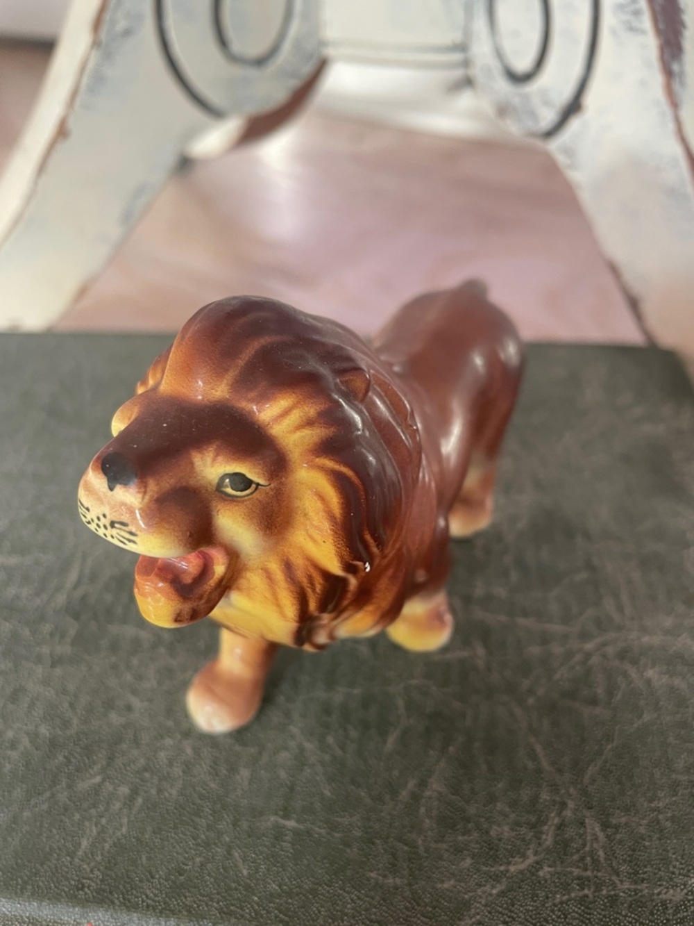 Brown Ceramic Lion Figurine - Decorative Home Accent- mgm lion